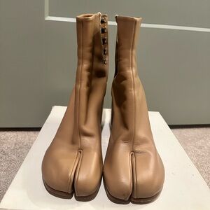 MM6 Tabi Tan Ankle Boots